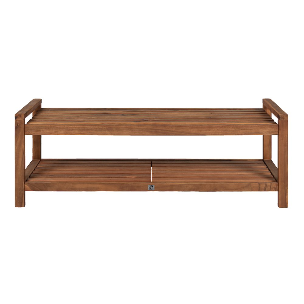 Blaneseat Mid Century Modern Acacia Wood Slat Outdoor Garden Patio Bench. Picture 4