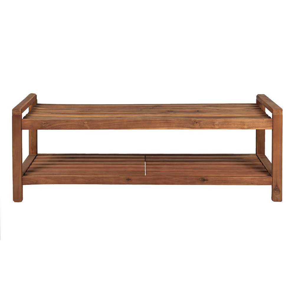 Blaneseat Mid Century Modern Acacia Wood Slat Outdoor Garden Patio Bench. Picture 2