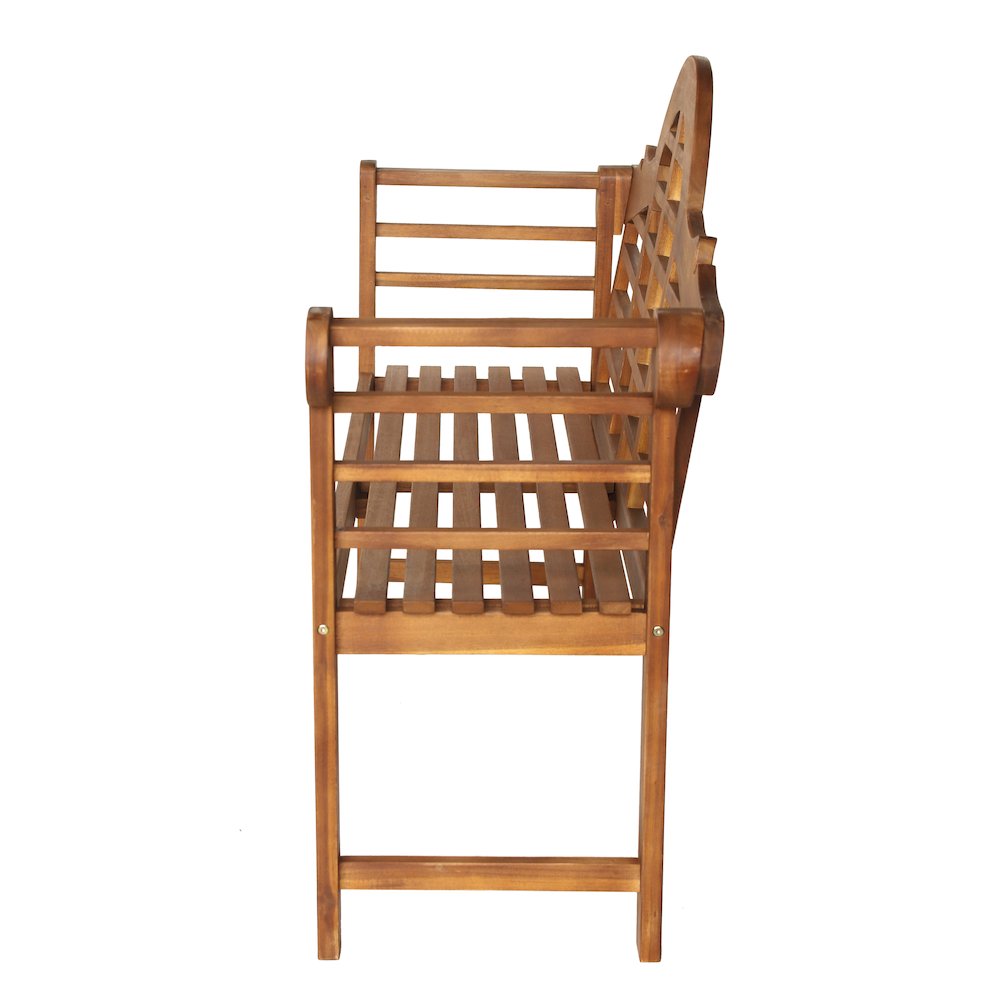 Lutyens Arched Acacia Wood Outdoor Garden Patio Bench. Picture 3