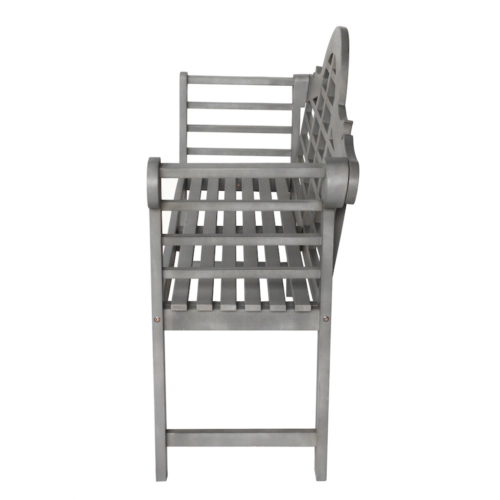Lutyens Arched Acacia Wood Outdoor Garden Patio Bench. Picture 3