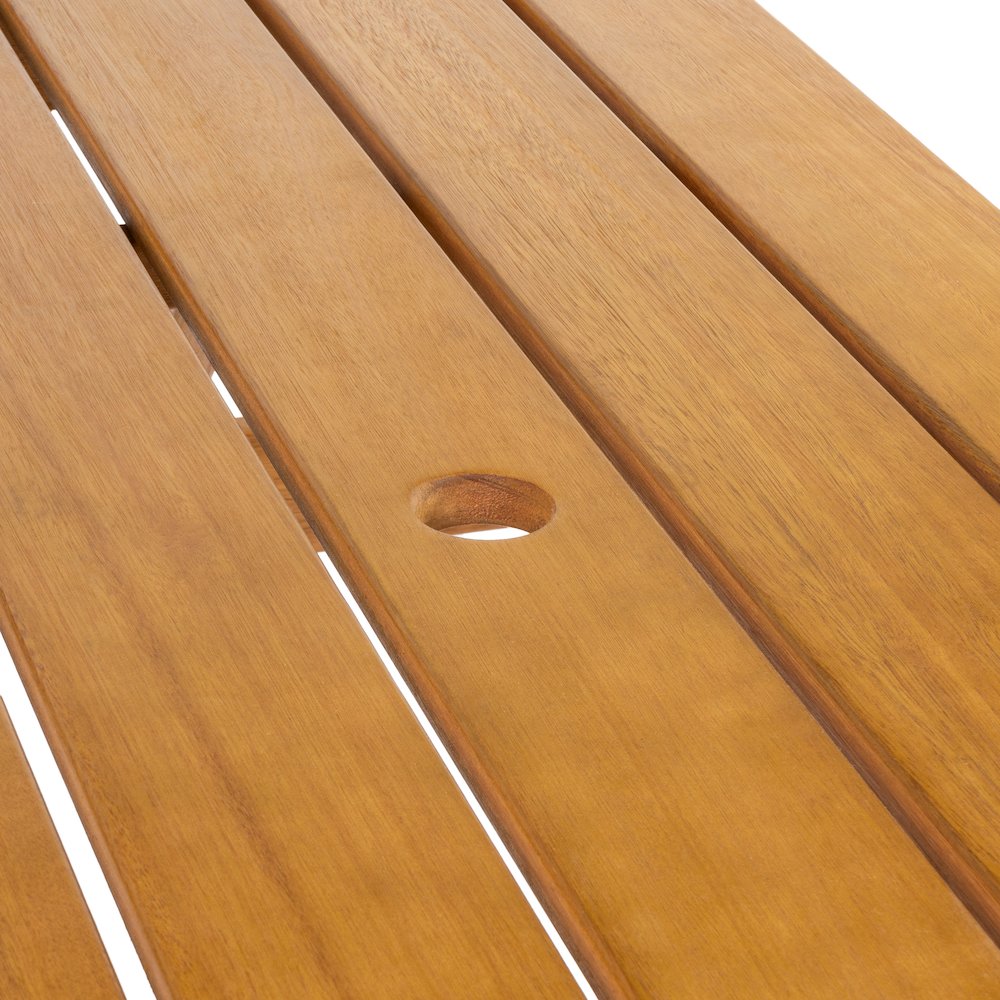 Shoreham Modern Classic Outdoor Wood Picnic Table Benches With Umbrella Hole. Picture 2