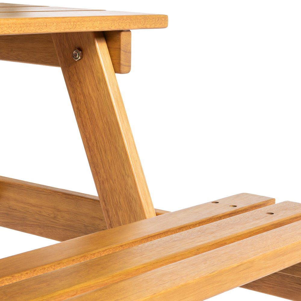 Shoreham 55" Eucalyptus Wood Outdoor Picnic Table with Built-In Benches and. Picture 6