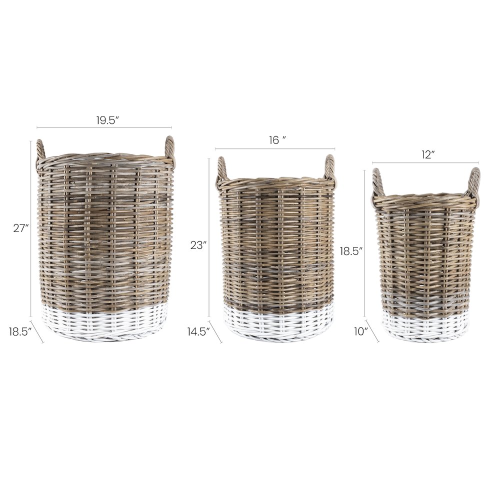 Ternion Cottage Hand-Woven Rattan Nesting Baskets With Handles. Picture 3