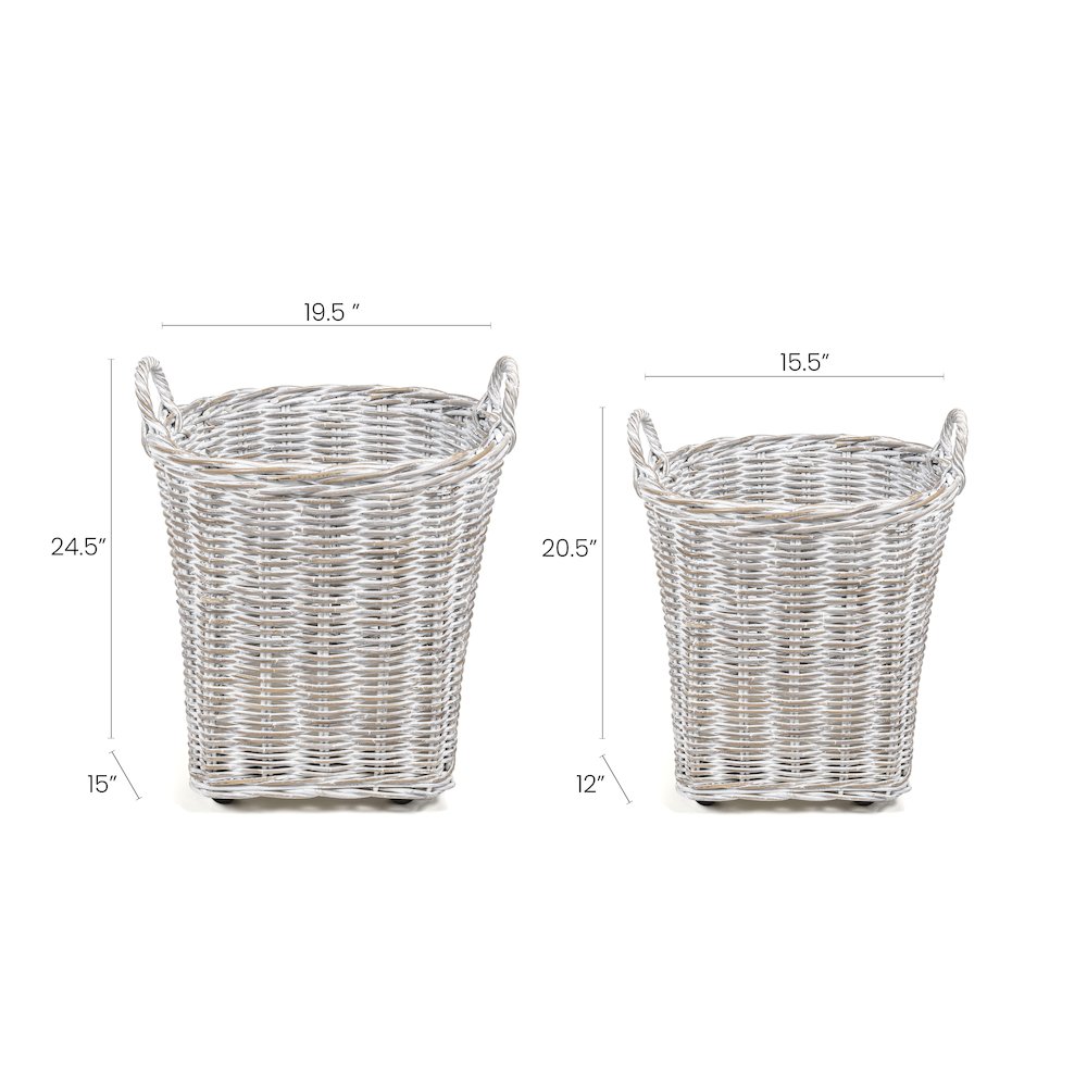 Arbour Rustic Hand-Woven Rattan Nesting Baskets With Wheels And Handles. Picture 3