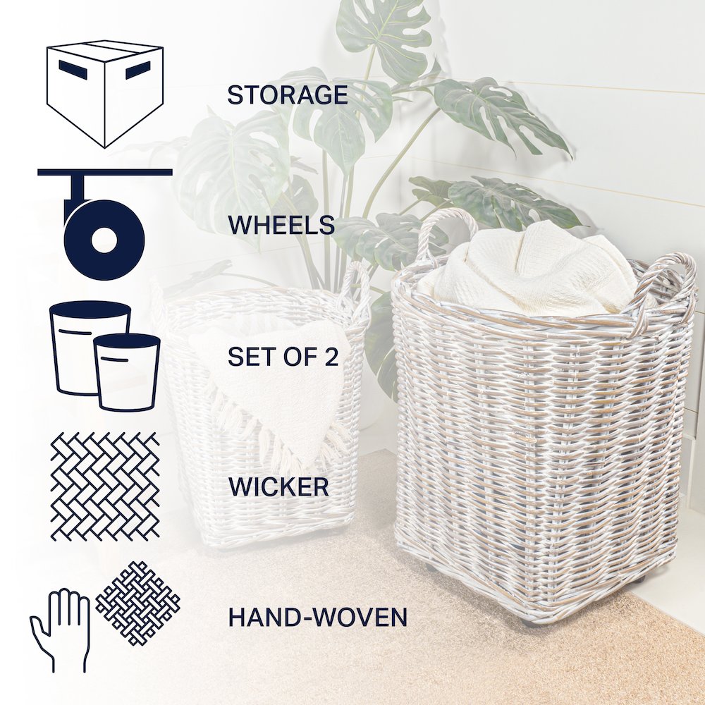 Arbour Rustic Hand-Woven Rattan Nesting Baskets With Wheels And Handles. Picture 4