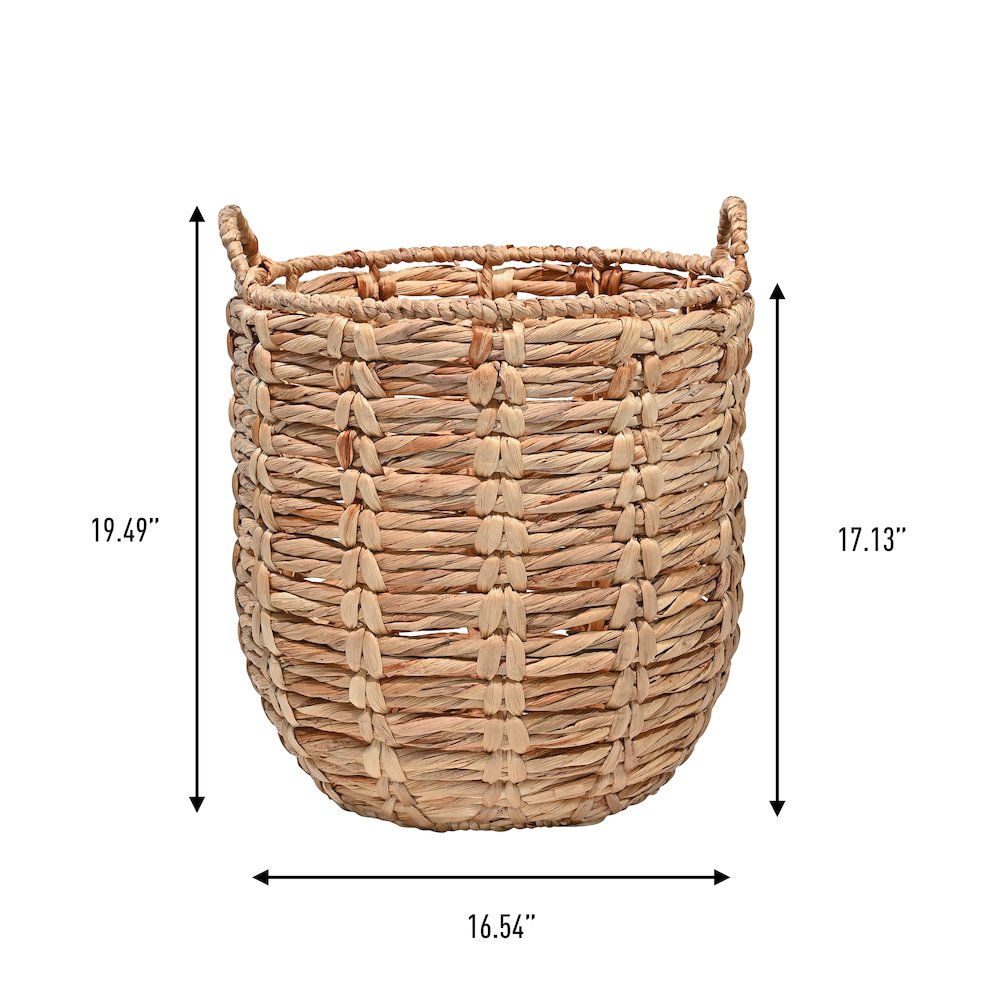 Laurel Bohemian Hand-Woven Abaca Basket With Handles. Picture 3