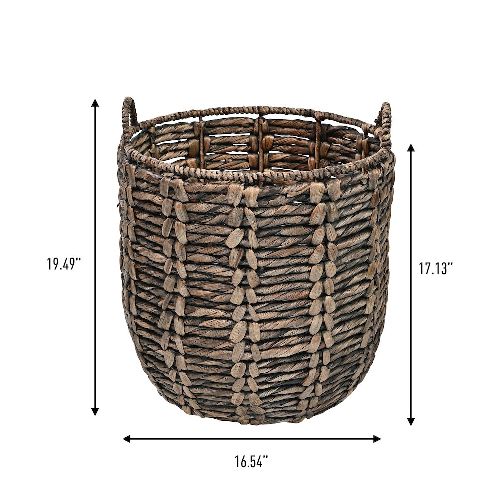 Laurel Bohemian Handwoven Abaca Hamper Basket with Handles. Picture 2
