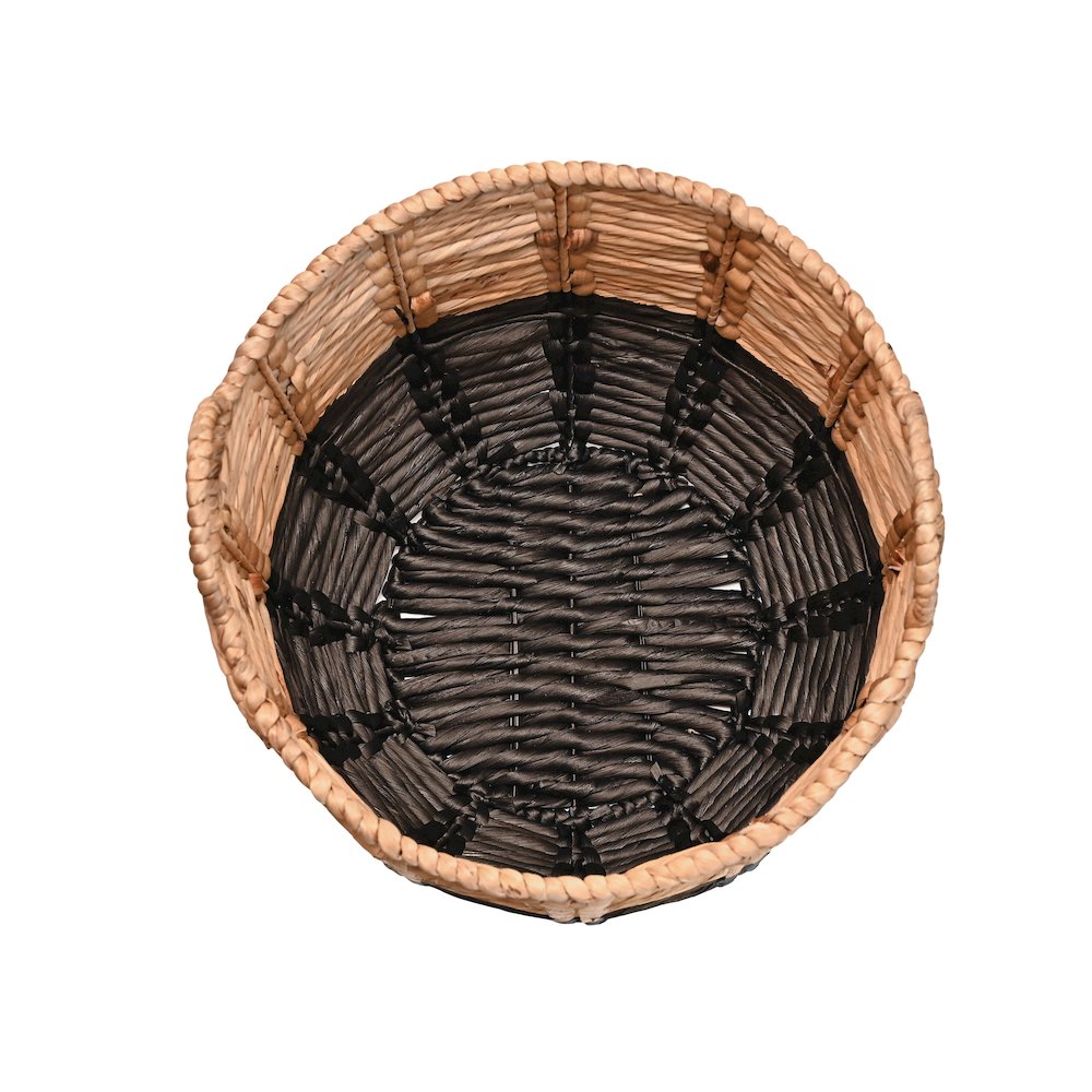 Laurel 19.49" Bohemian Handwoven Abaca Hamper Basket with Handles, Natural/Black. Picture 4