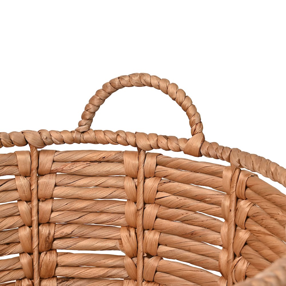 Laurel 19.49" Bohemian Handwoven Abaca Hamper Basket with Handles, Natural/White. Picture 5