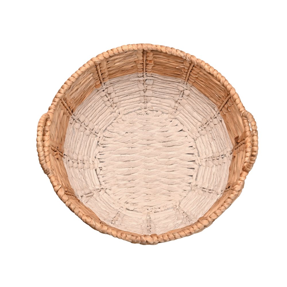 Laurel 19.49" Bohemian Handwoven Abaca Hamper Basket with Handles, Natural/White. Picture 4