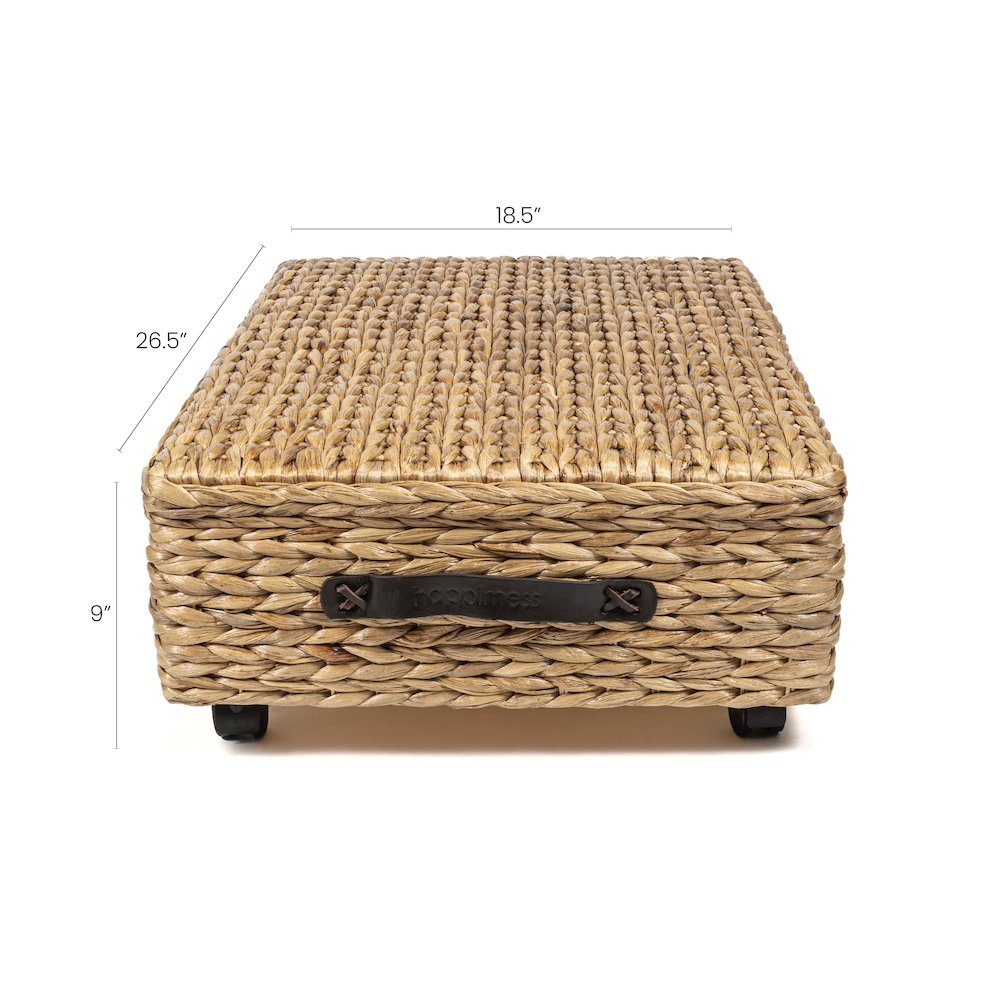 Chett Minimalist Hand-Woven Hyacinth/Wood Underbed Storage Bin. Picture 3