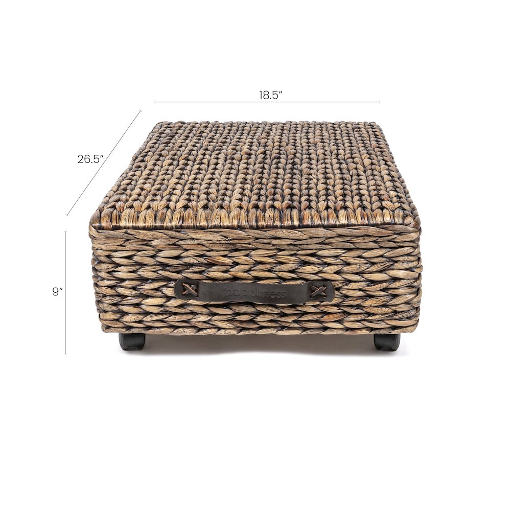 Chett Minimalist Hand-Woven Hyacinth/Wood Underbed Storage Bin. Picture 3