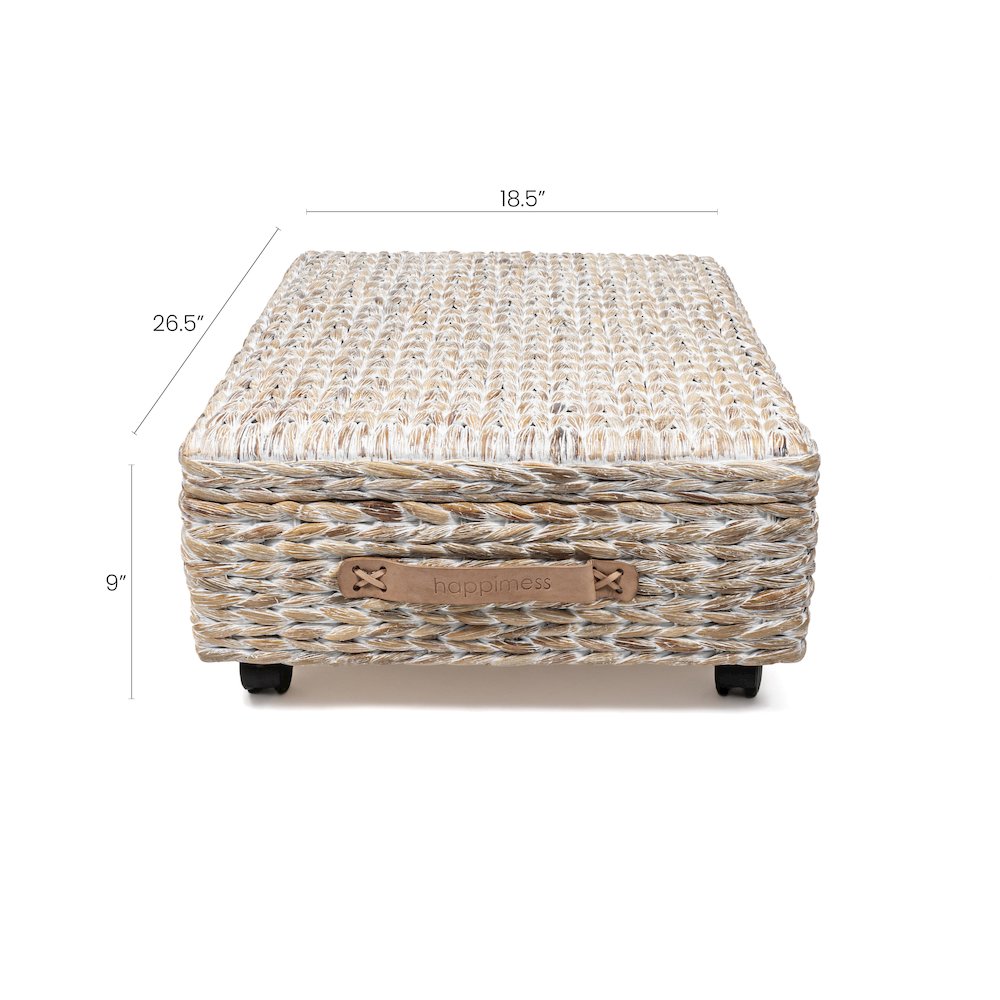 Chett Minimalist Hand-Woven Hyacinth/Wood Underbed Storage Bin. Picture 3
