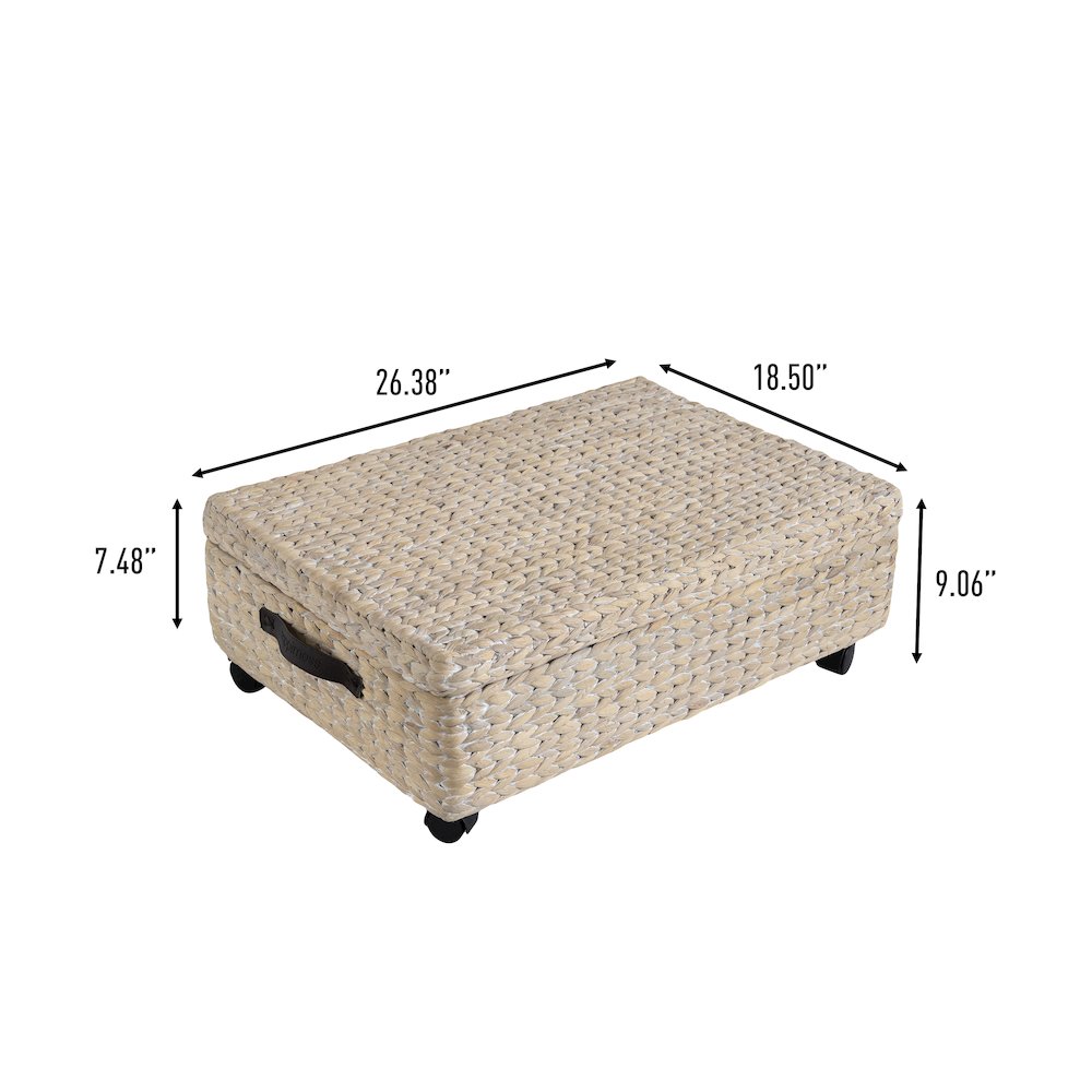 Chett Minimalist Hand-Woven Hyacinth/Wood Underbed Storage Bin. Picture 2