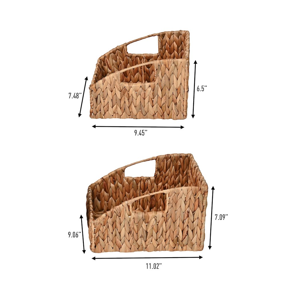 Havanah Southwestern Hand-Woven Hyacinth Slanted Nesting Baskets With Handles. Picture 3
