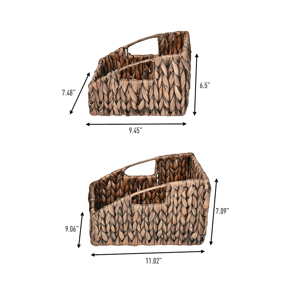 Havanah Southwestern Handwoven Hyacinth Slanted Pantry Baskets with Handles. Picture 2