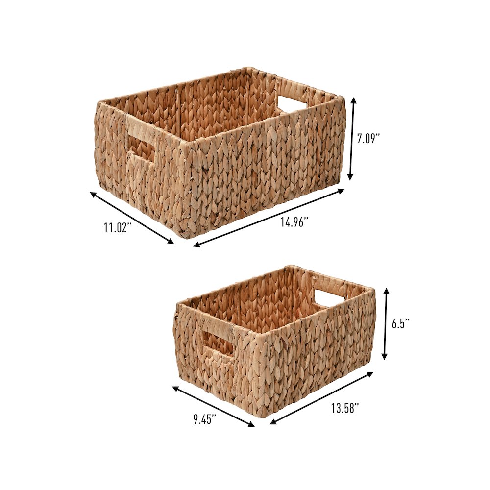 Leif Rustic Minimalist Hand-Woven Hyacinth Nesting Baskets With Handles. Picture 3