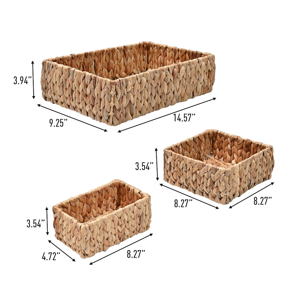 Tress Minimalist Hand-Woven Hyacinth Nesting Baskets. Picture 2