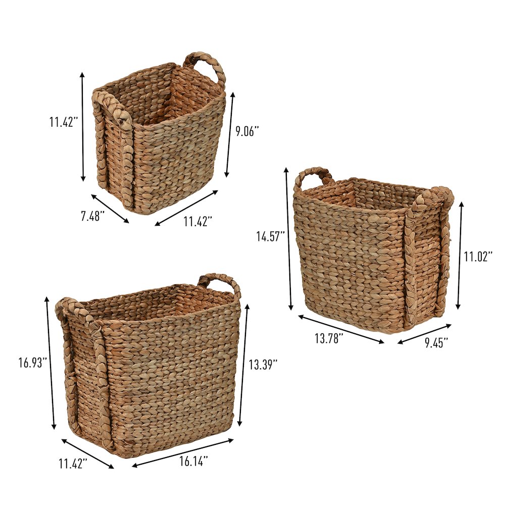 Farmhouse Classic Handwoven Hyacinth Rectangle Storage Floor Baskets. Picture 2