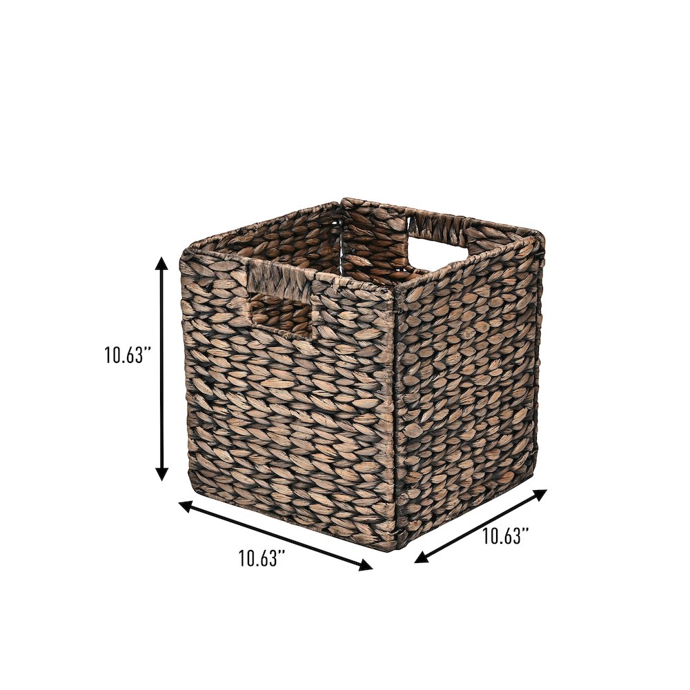 Bryce Classic Farmhouse Handwoven Hyacinth Collapsible Storage Cube Baskets. Picture 2