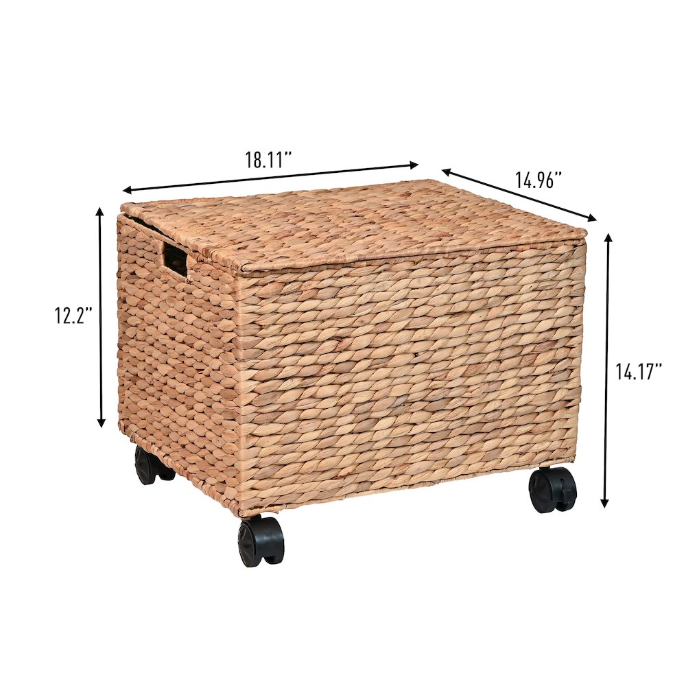 Ashton Classic Farmhouse Handwoven Hyacinth Rolling Filing Basket. Picture 2