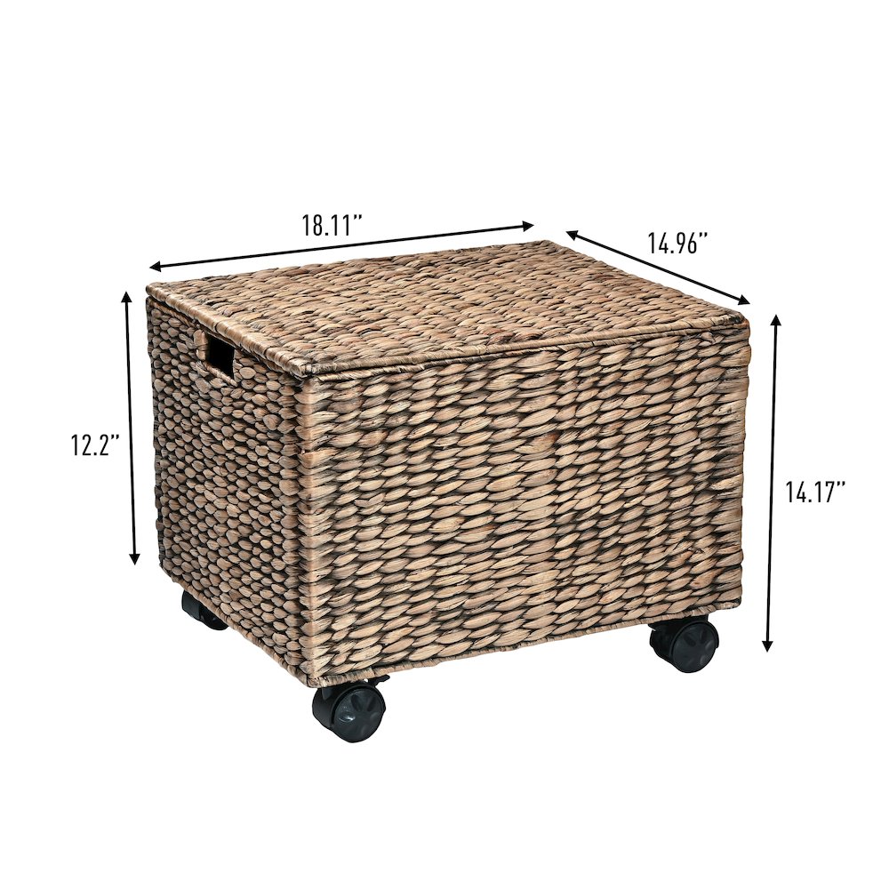Ashton Classic Farmhouse Handwoven Hyacinth Rolling Filing Basket. Picture 2
