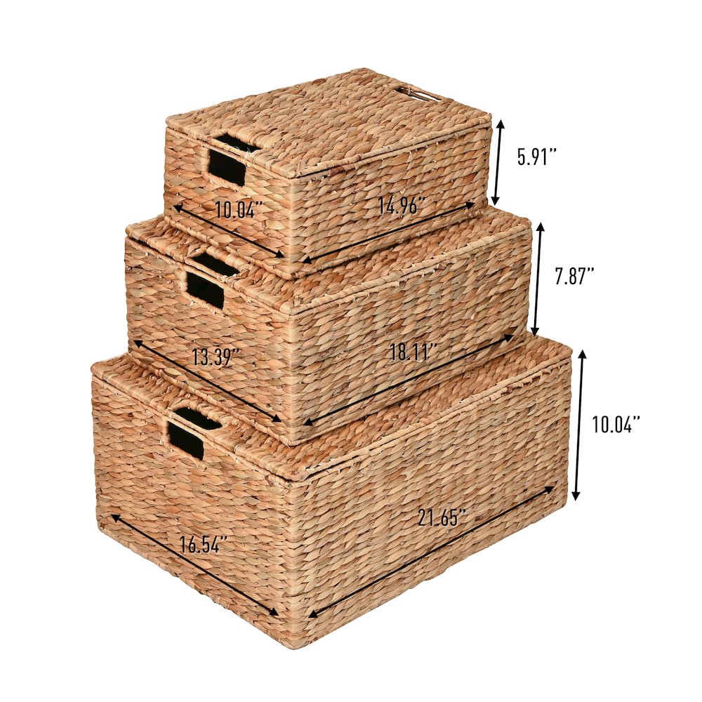 Brooks Classic Farmhouse Woven Hyacinth Rectangular Storage Baskets. Picture 2