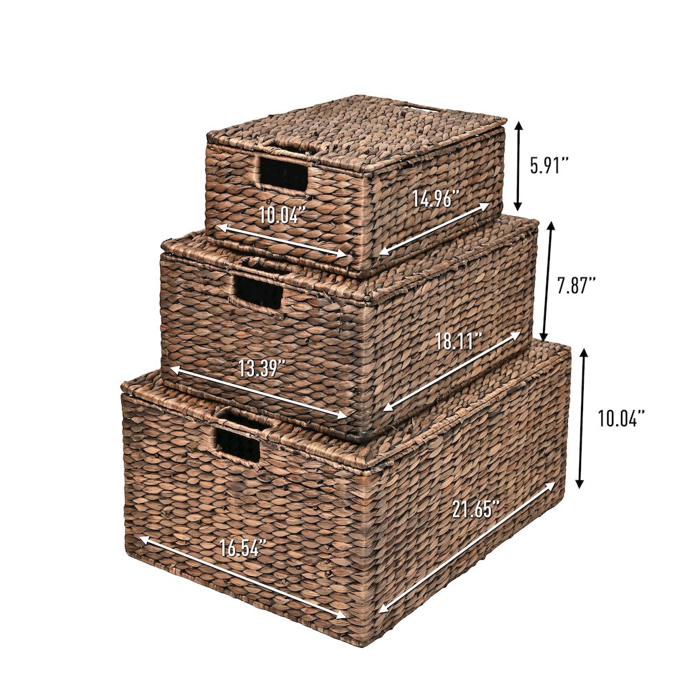 Brooks Classic Farmhouse Woven Hyacinth Rectangular Storage Baskets. Picture 2