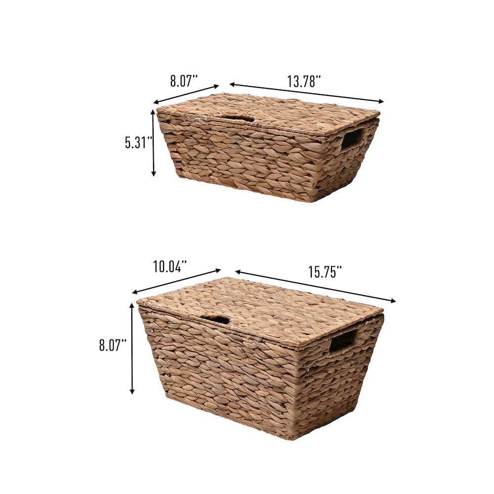 Wilder Classic Farmhouse Woven Hyacinth Rectangular Storage Baskets. Picture 2