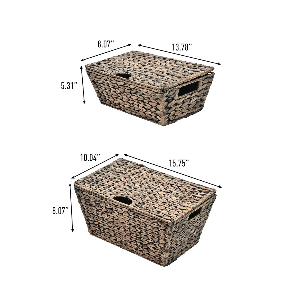 Wilder Classic Farmhouse Woven Hyacinth Rectangular Storage Baskets. Picture 2