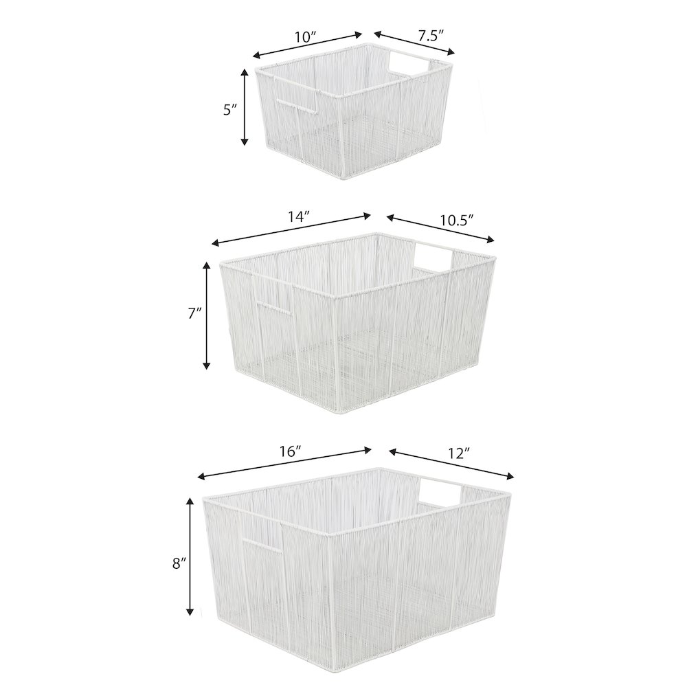 Sutton Modern Glam Handmade Wire Metal Nesting Storage Baskets, White (Set of 6). Picture 4