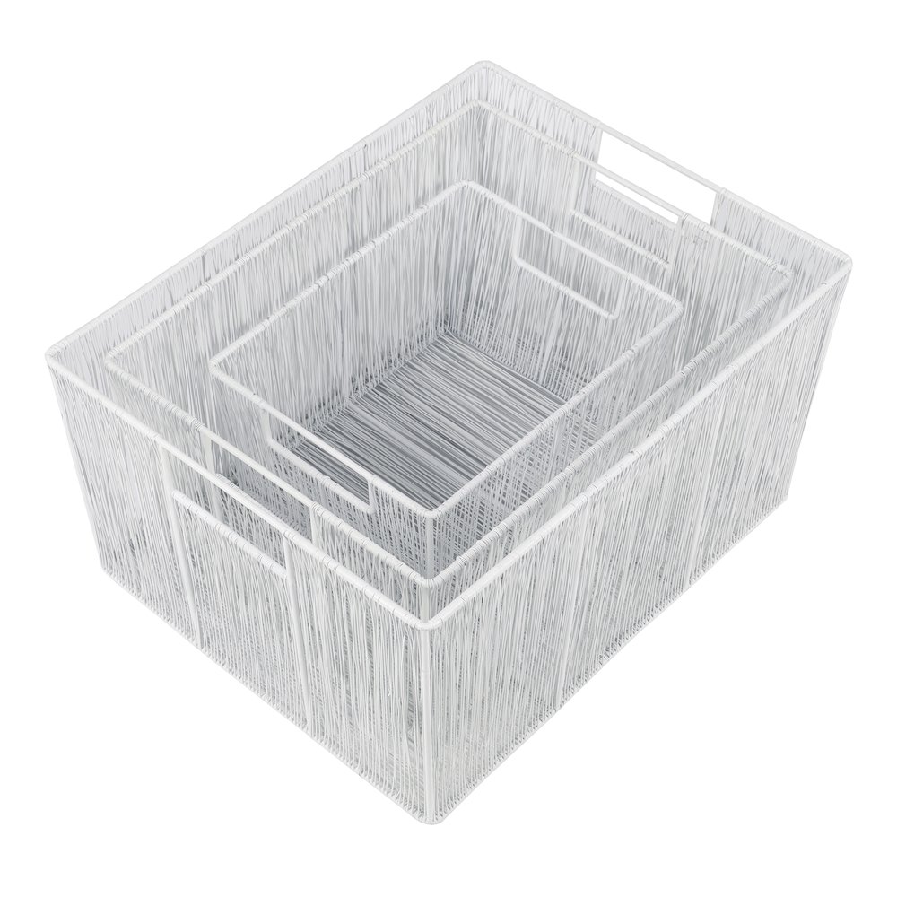 Sutton Modern Glam Handmade Wire Metal Nesting Storage Baskets, White (Set of 6). Picture 2
