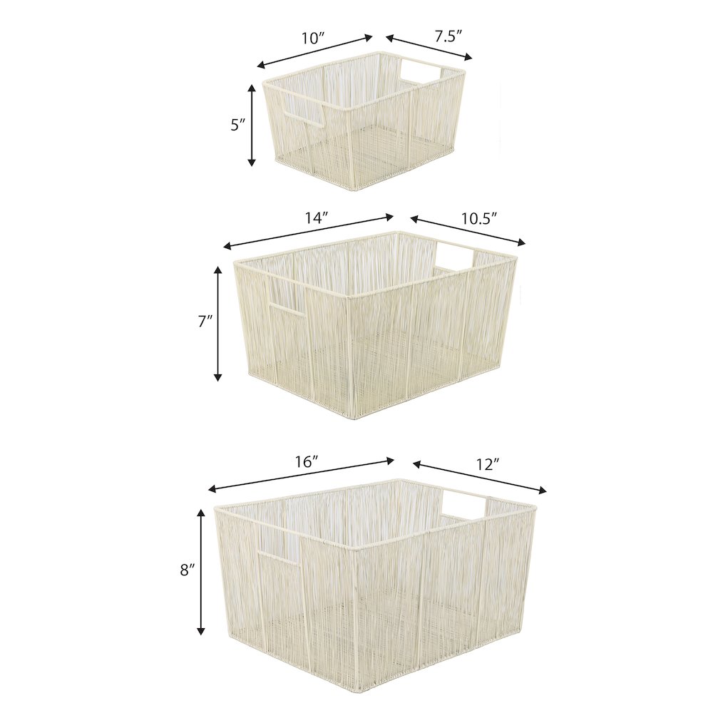 Sutton Glam Handmade Wire Metal Nesting Storage Baskets, Almond (Set of 6). Picture 4