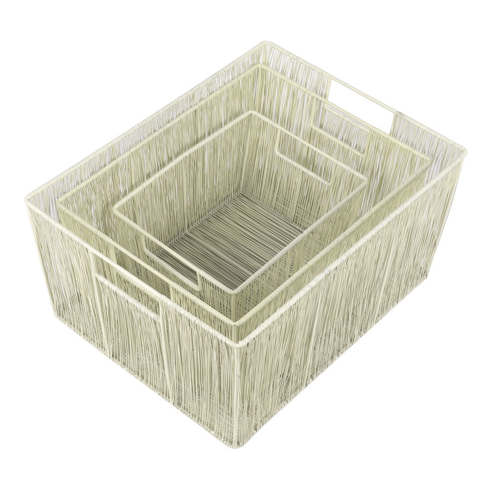 Sutton Glam Handmade Wire Metal Nesting Storage Baskets, Almond (Set of 6). Picture 2