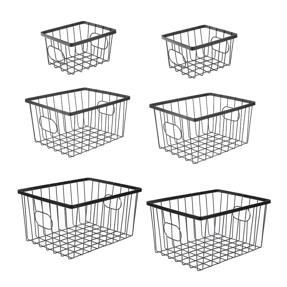Camden Vintage Handmade Wire Metal Nesting Storage Baskets, Black (Set of 6). Picture 1