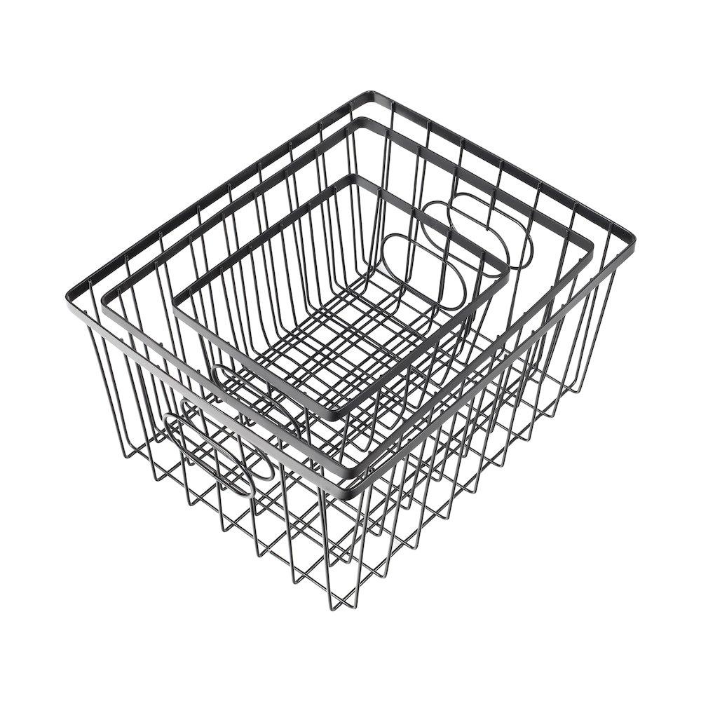 Camden Vintage Handmade Wire Metal Nesting Storage Baskets, Black (Set of 6). Picture 2