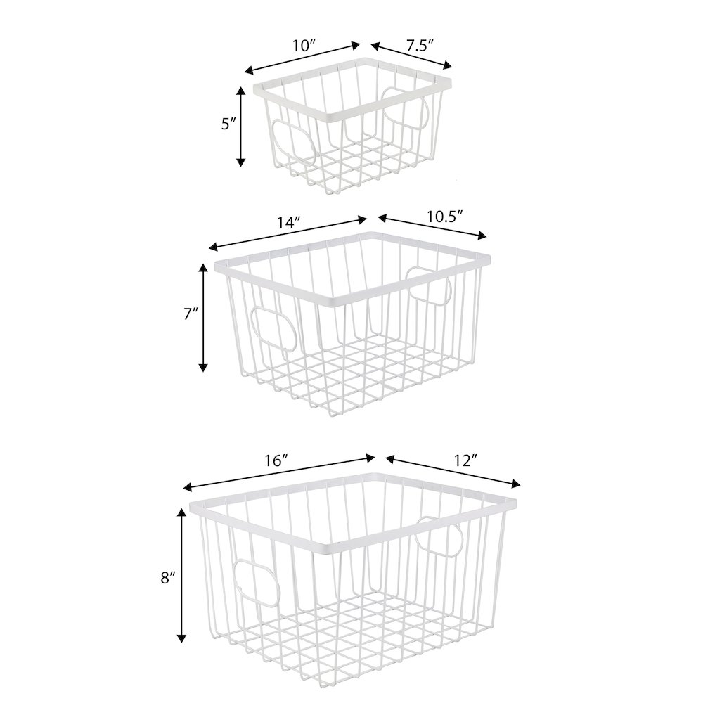 Camden Vintage Handmade Wire Metal Nesting Storage Baskets, White (Set of 6). Picture 4