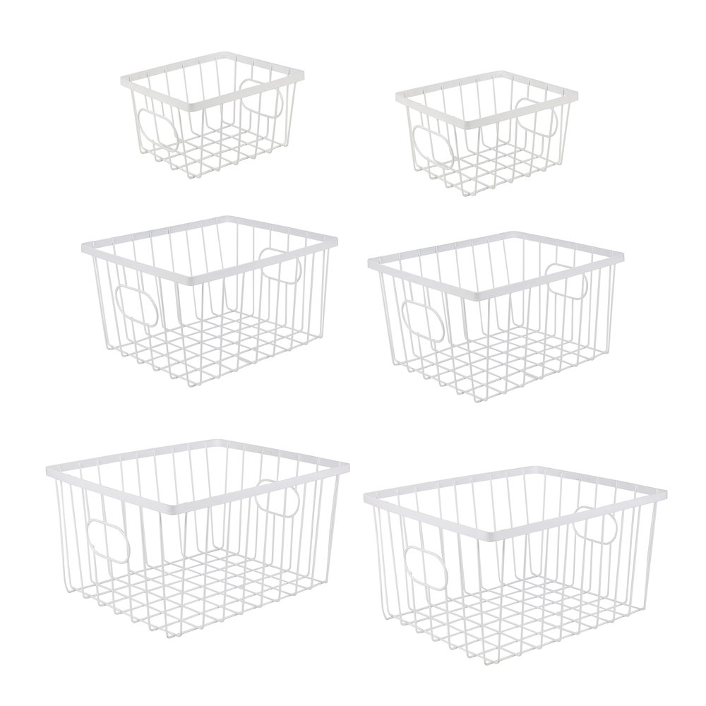 Camden Vintage Handmade Wire Metal Nesting Storage Baskets, White (Set of 6). Picture 1