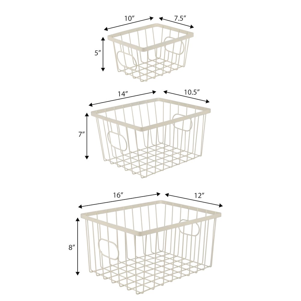 Camden Vintage Handmade Wire Metal Nesting Storage Baskets, Almond (Set of 6). Picture 4
