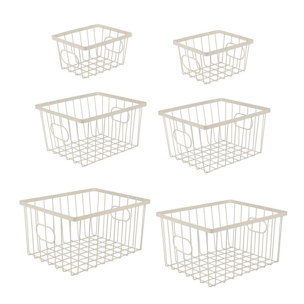 Camden Vintage Handmade Wire Metal Nesting Storage Baskets, Almond (Set of 6). Picture 1