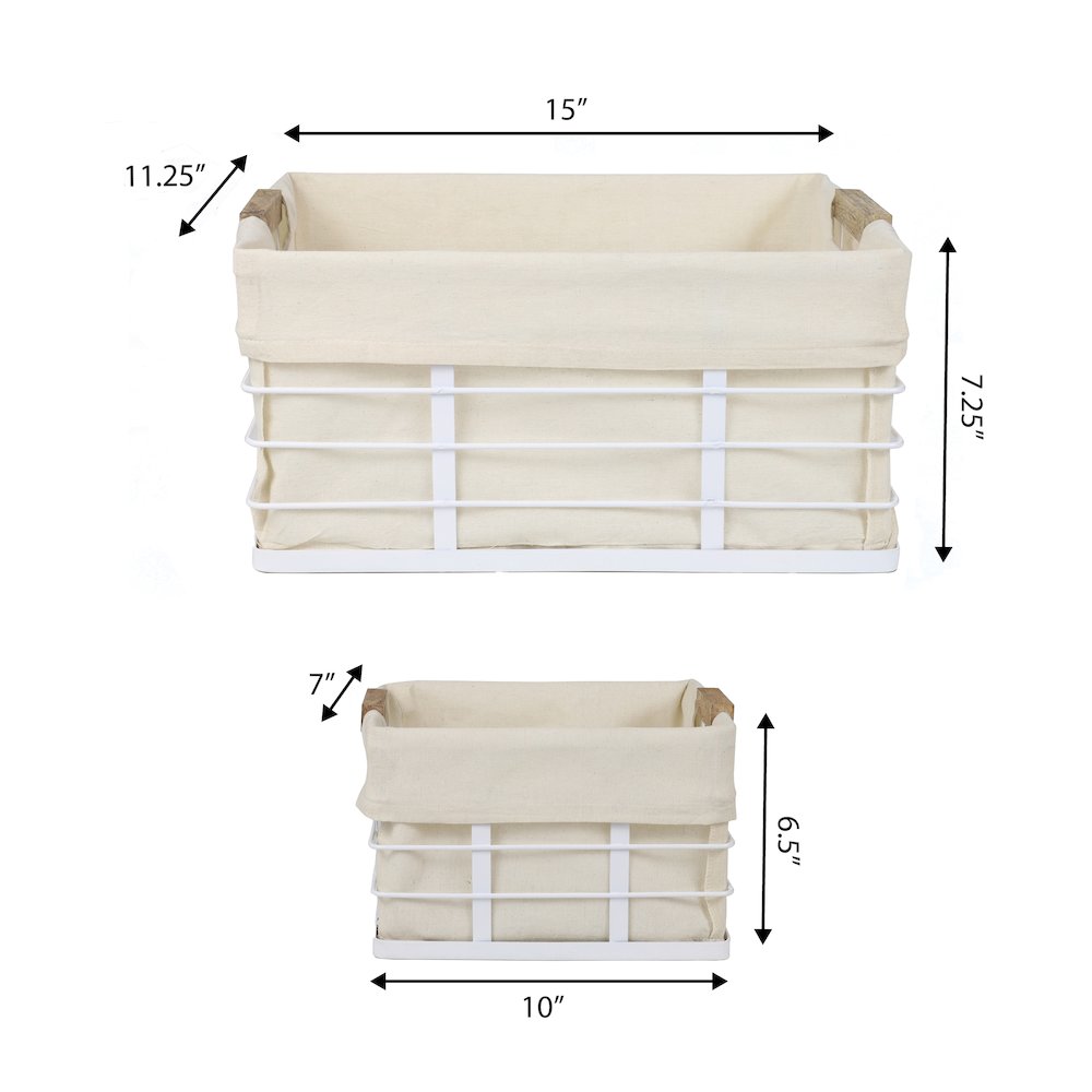 Callan Vintage Handmade Wire Metal Nesting Storage Baskets, White (Set of 3). Picture 5