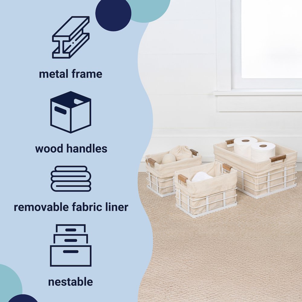 Callan Vintage Handmade Wire Metal Nesting Storage Baskets, White (Set of 3). Picture 6