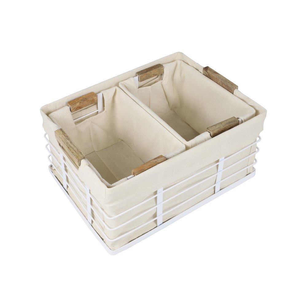 Callan Vintage Handmade Wire Metal Nesting Storage Baskets, White (Set of 3). Picture 2