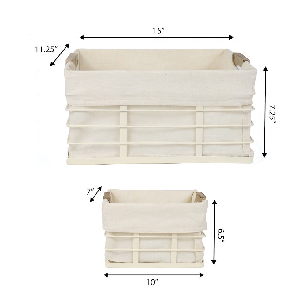 Callan Vintage Handmade Wire Metal Nesting Storage Baskets, Almond (Set of 3). Picture 5