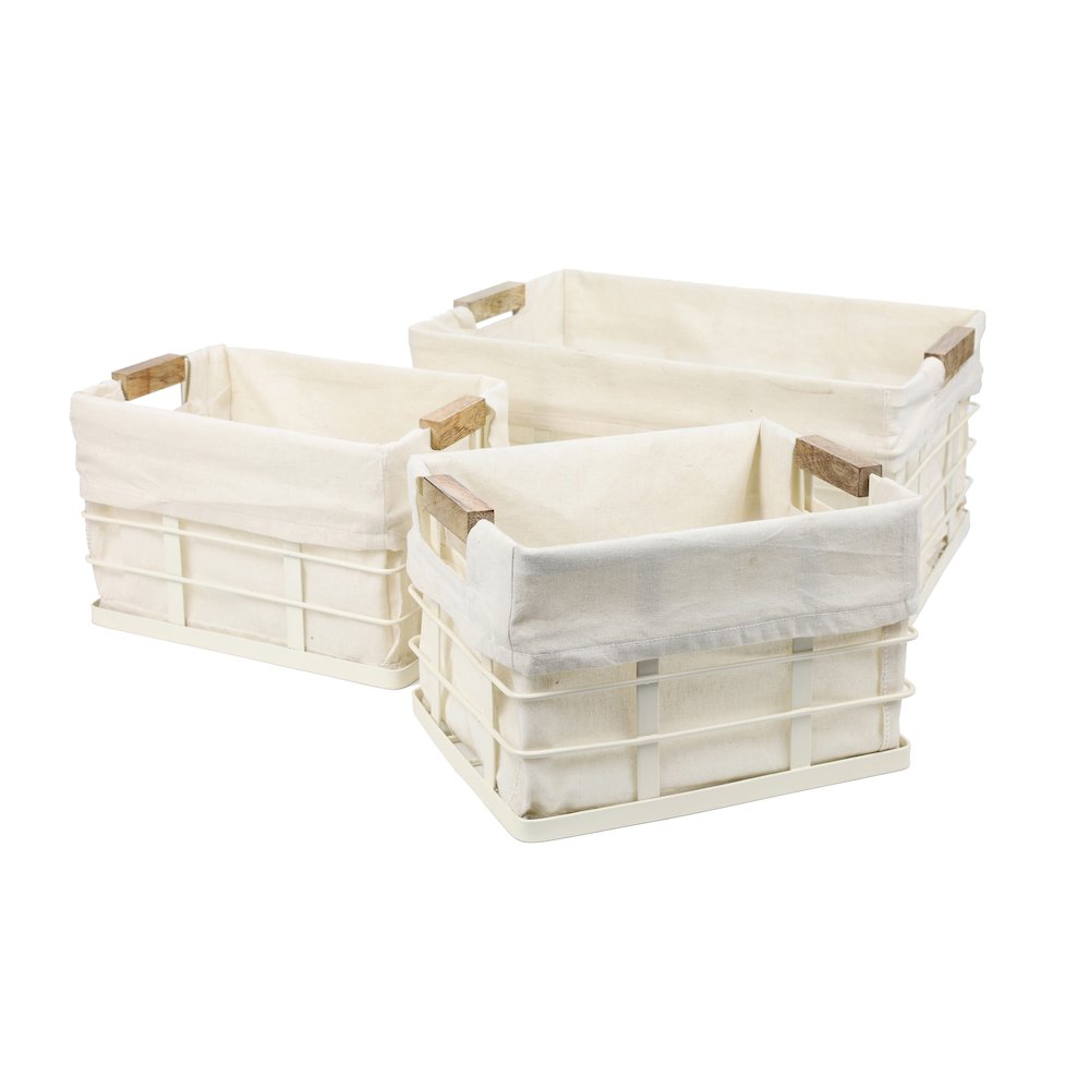 Callan Vintage Handmade Wire Metal Nesting Storage Baskets, Almond (Set of 3). Picture 1