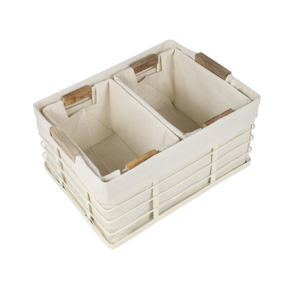Callan Vintage Handmade Wire Metal Nesting Storage Baskets, Almond (Set of 3). Picture 2