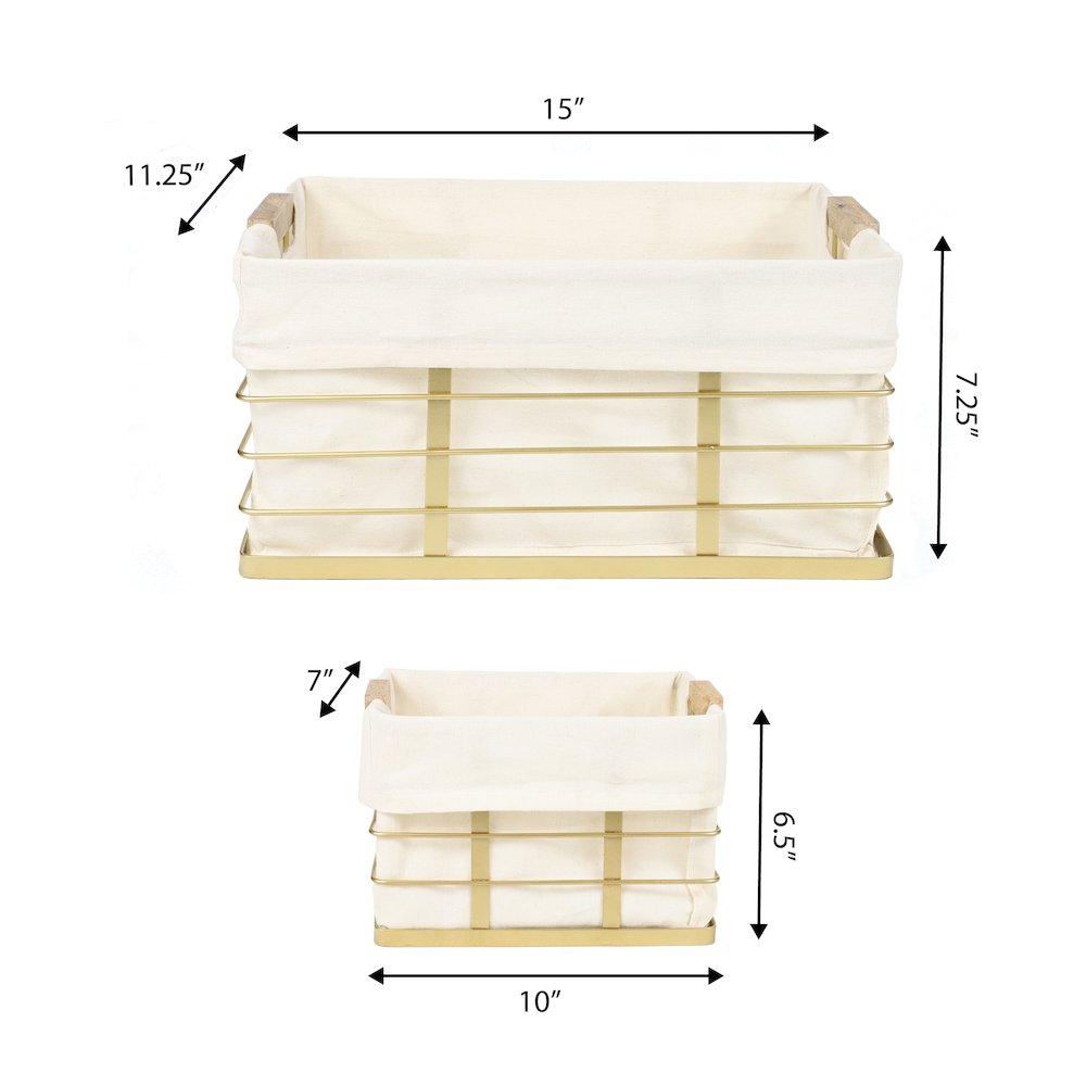 Callan Vintage Handmade Wire Metal Nesting Storage Baskets, Gold (Set of 3). Picture 5