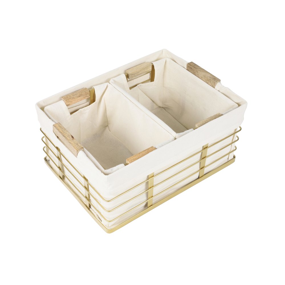 Callan Vintage Handmade Wire Metal Nesting Storage Baskets, Gold (Set of 3). Picture 2