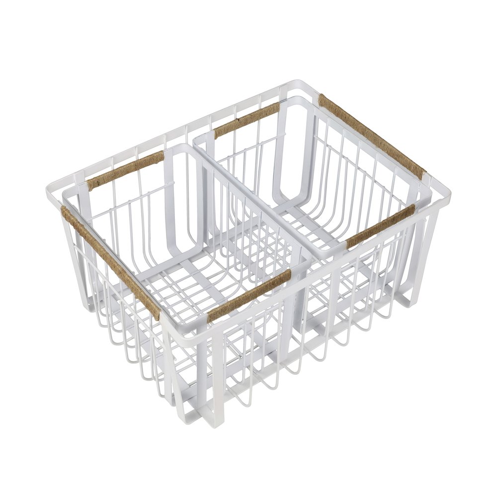 Vintage Farmhouse Handmade Wire Metal Nesting Storage Baskets, White (Set of 3). Picture 2