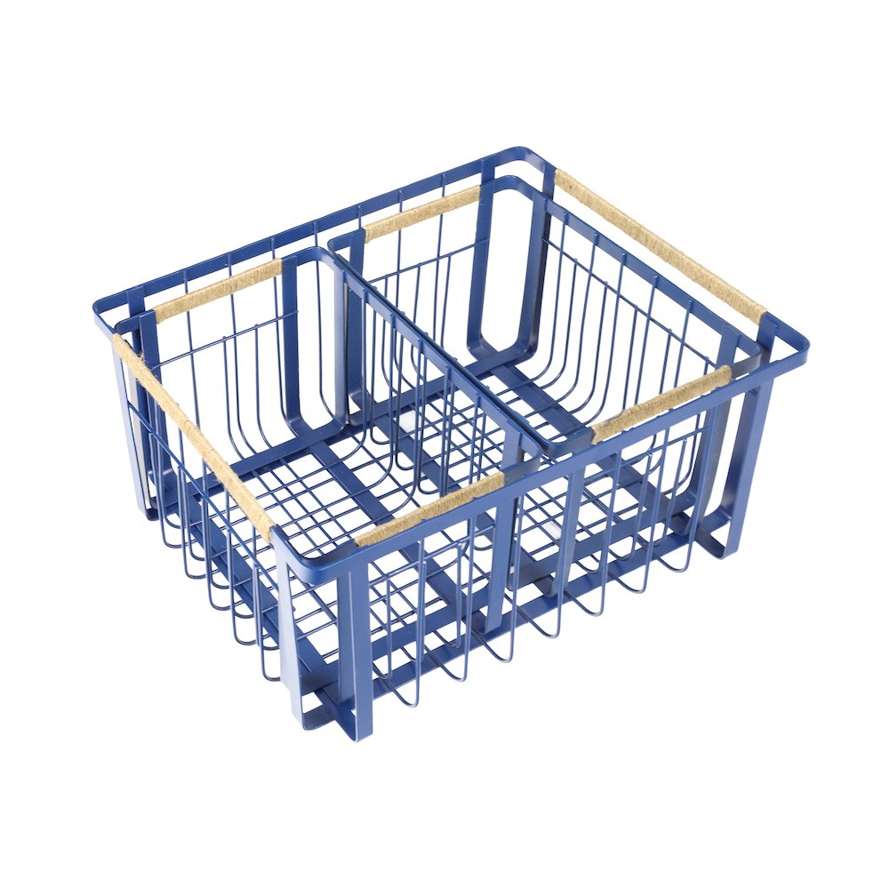 Vintage Farmhouse Handmade Wire Metal Nesting Storage Baskets, Navy (Set of 3). Picture 2